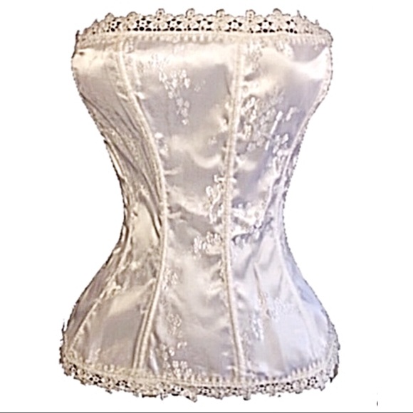 Corset! White Soft Satin W/Lace & Garters! NWTs! - Picture 2 of 7